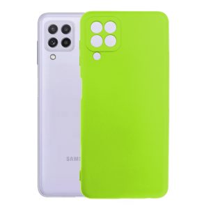 Husa protectie, interior de catifea, compatibila cu Samsung Galaxy A22 4G / M22 4G, FONIX BloomShield, silicon, margini ridicate, slim, Verde neon