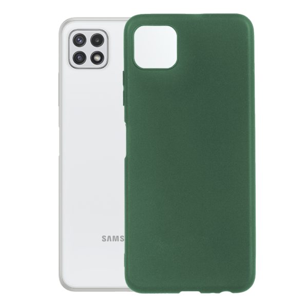 Husa protectie, interior de catifea, compatibila cu Samsung Galaxy A22 5G, FONIX BloomShield, silicon, margini ridicate, slim, Verde inchis