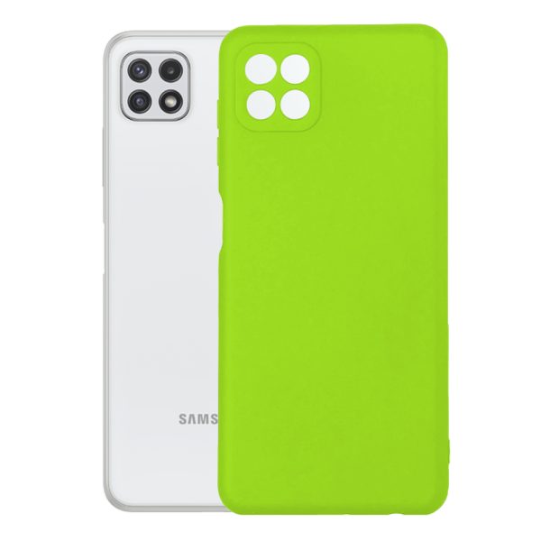 Husa protectie, interior de catifea, compatibila cu Samsung Galaxy A22 5G, FONIX BloomShield, silicon, margini ridicate, slim, Verde neon