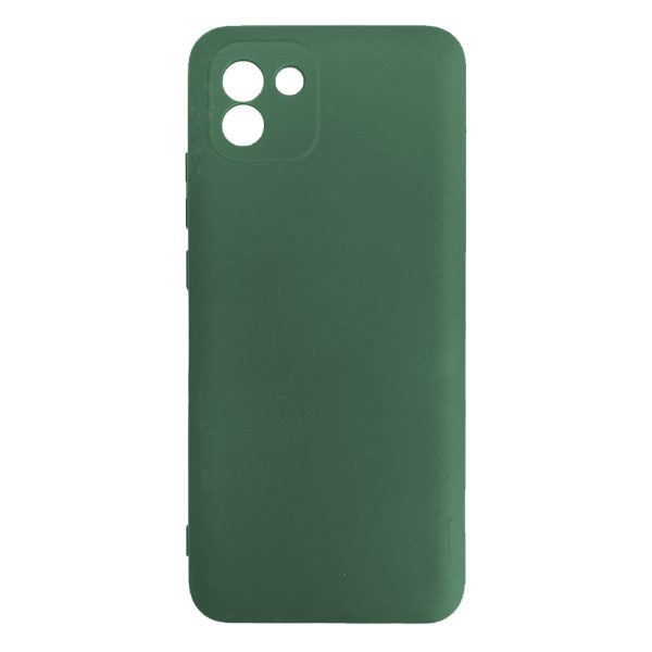 Husa protectie, interior de catifea, compatibila cu Samsung Galaxy A03 4G, FONIX BloomShield, silicon, margini ridicate, slim, Verde inchis2