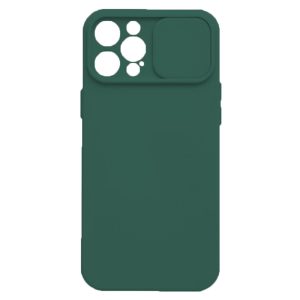 Husa cu protectie la camere, Compatibila cu Apple iPhone 14 Pro Max, LensGuard Secure, Capac glisant, Protectie lentile, Silicon, Microfibra la interior, Verde inchis2