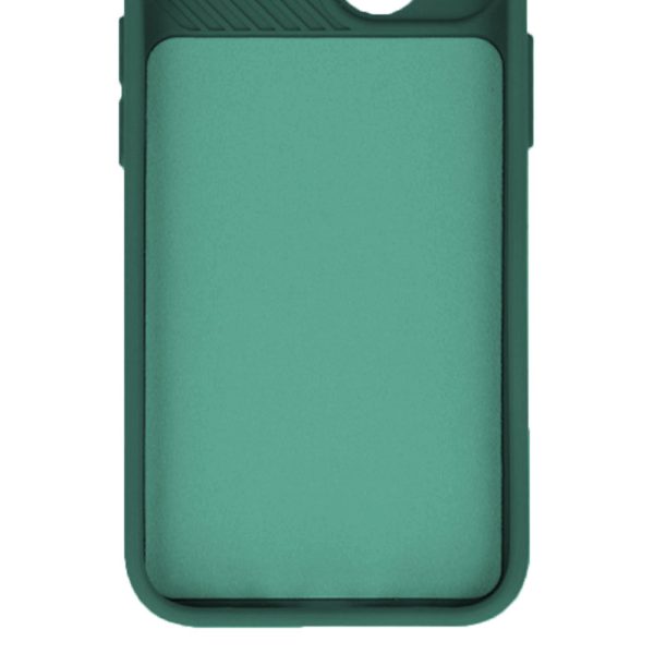 Husa cu protectie la camere, Compatibila cu Apple iPhone 14 Pro Max, LensGuard Secure, Capac glisant, Protectie lentile, Silicon, Microfibra la interior, Verde inchis3