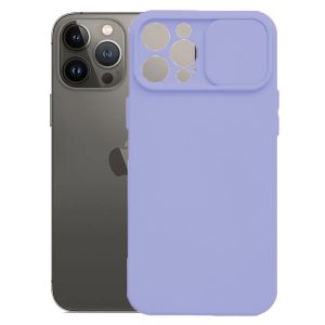 Husa cu protectie la camere, Compatibila cu Apple iPhone 14 Pro Max, LensGuard Secure, Capac glisant, Protectie lentile, Silicon, Microfibra la interior, Lila