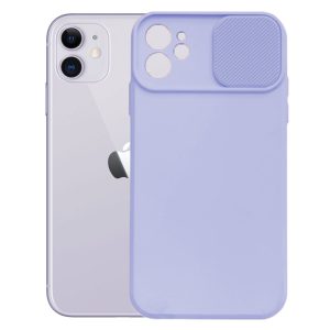 Husa cu protectie la camere, Compatibila cu Apple iPhone 11, LensGuard Secure, Capac glisant, Protectie lentile, Silicon, Microfibra la interior, Lila