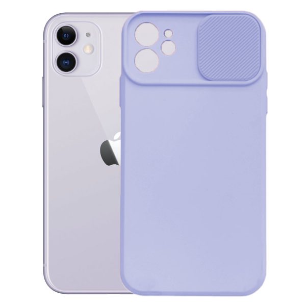 Husa cu protectie la camere, Compatibila cu Apple iPhone 11, LensGuard Secure, Capac glisant, Protectie lentile, Silicon, Microfibra la interior, Lila