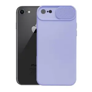 Husa cu protectie la camere, Compatibila cu Apple iPhone SE 3 (2022), LensGuard Secure, Capac glisant, Protectie lentile, Silicon, Microfibra la interior, Lila