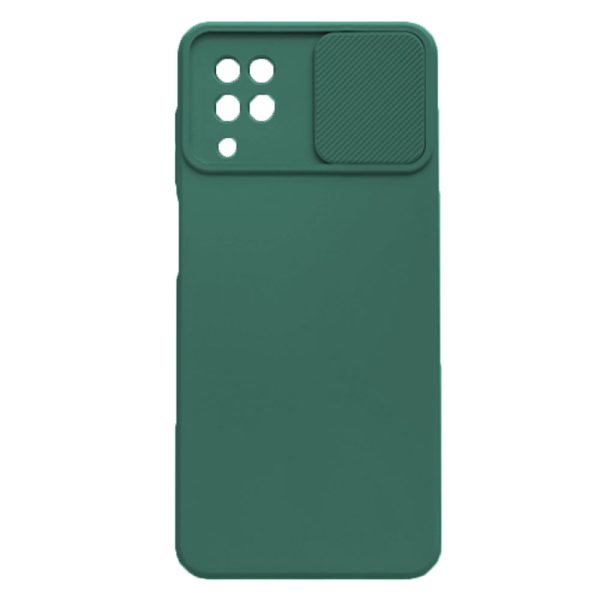 Husa cu protectie la camere, Compatibila cu Samsung Galaxy A12 / M12, LensGuard Secure, Capac glisant, Protectie lentile, Silicon, Microfibra la interior, Verde inchis2