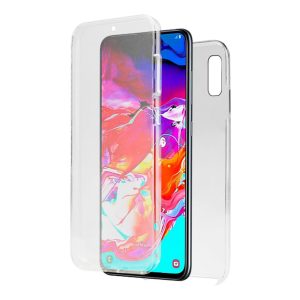 Husa Full Cover 360 Grade compatibila cu Samsung Galaxy A70, Protectie completa (Fata, Spate, Laterale), Anti-ingalbenire, Hybrid Antishock, Policarbonat si Silicon