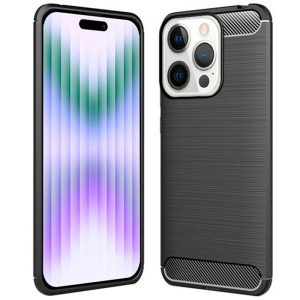 Husa Supreme Carbon compatibila cu Apple iPhone 15 Pro, Protectie precisa, Design canelat, Margini ranforsate, Anti-amprente, Negru