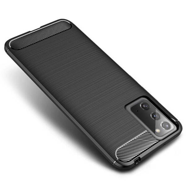 Husa Supreme Carbon compatibila cu Samsung Galaxy Note 20, Protectie precisa, Design canelat, Margini ranforsate, Anti-amprente, Negru2