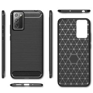 Husa Supreme Carbon compatibila cu Samsung Galaxy Note 20, Protectie precisa, Design canelat, Margini ranforsate, Anti-amprente, Negru