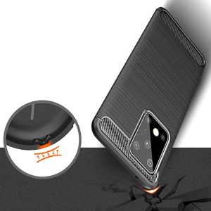 Husa Supreme Carbon compatibila cu Samsung Galaxy S20 Ultra, Protectie precisa, Design canelat, Margini ranforsate, Anti-amprente, Negru5