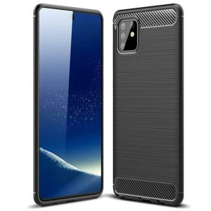 Husa Supreme Carbon compatibila cu Samsung Galaxy S10 Lite, Protectie precisa, Design canelat, Margini ranforsate, Anti-amprente, Negru