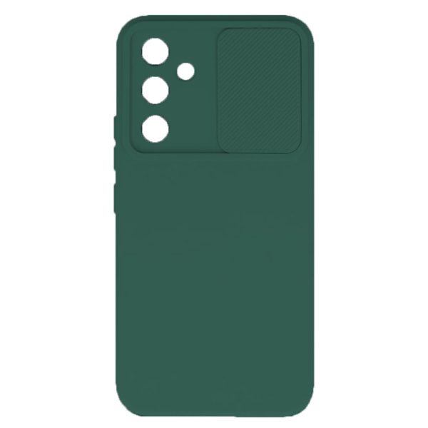 Husa cu protectie la camere, Compatibila cu Samsung Galaxy A14 4G, LensGuard Secure, Capac glisant, Protectie lentile, Silicon, Microfibra la interior, Verde inchis2