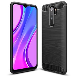 Husa Supreme Carbon compatibila cu Xiaomi Redmi 9, Protectie precisa, Design canelat, Margini ranforsate, Anti-amprente, Negru