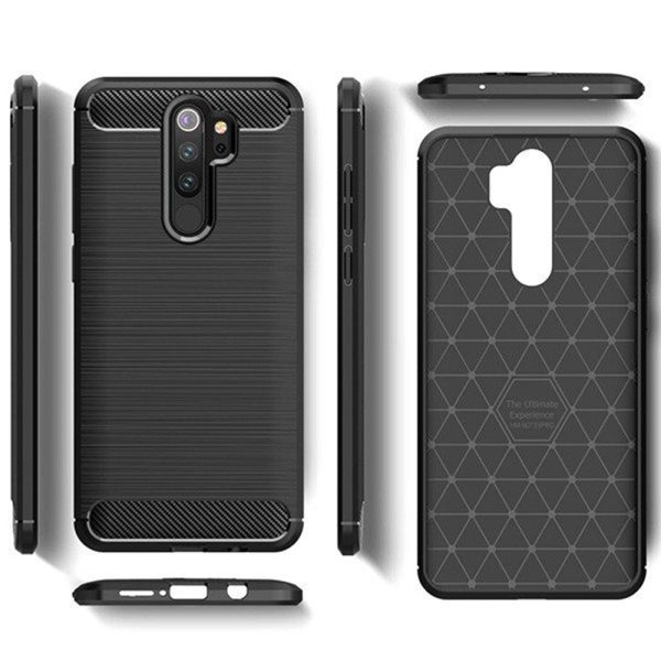 Husa Supreme Carbon compatibila cu Xiaomi Redmi 9, Protectie precisa, Design canelat, Margini ranforsate, Anti-amprente, Negru