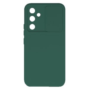 Husa cu protectie la camere, Compatibila cu Samsung Galaxy A14 5G, LensGuard Secure, Capac glisant, Protectie lentile, Silicon, Microfibra la interior, Verde inchis2