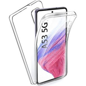 Husa Full Cover 360 Grade compatibila cu Samsung Galaxy A53 5G, Protectie completa (Fata, Spate, Laterale), Anti-ingalbenire, Hybrid Antishock, Policarbonat si Silicon