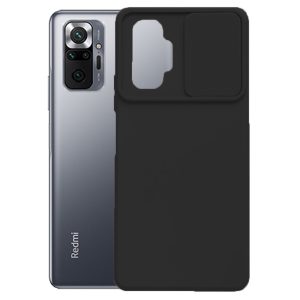 Husa cu protectie la camere, Compatibila cu Xiaomi Redmi Note 10 Pro / Note 10 Pro Max, LensGuard Secure, Capac glisant, Protectie lentile, Silicon, Microfibra la interior, Negru