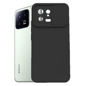 Husa cu protectie la camere, Compatibila cu Xiaomi 13 Pro, LensGuard Secure, Capac glisant, Protectie lentile, Silicon, Microfibra la interior, Negru