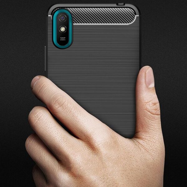 Husa Supreme Carbon compatibila cu Xiaomi Redmi 9A, Protectie precisa, Design canelat, Margini ranforsate, Anti-amprente, Negru5