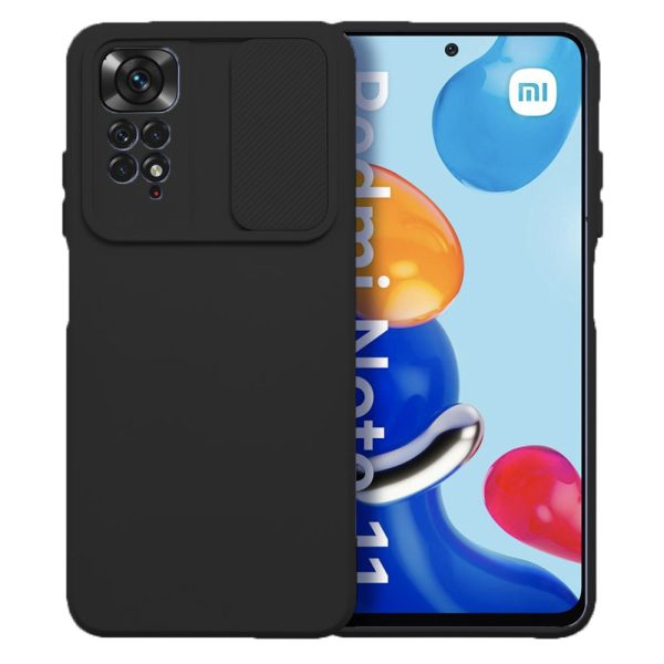 Husa cu protectie la camere, Compatibila cu Xiaomi Redmi Note 11 4G / Note 11s 4G, LensGuard Secure, Capac glisant, Protectie lentile, Silicon, Microfibra la interior, Negru