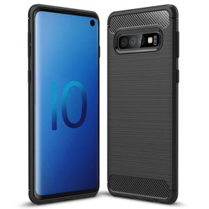 Husa Supreme Carbon compatibila cu Samsung Galaxy S10, Protectie precisa, Design canelat, Margini ranforsate, Anti-amprente, Negru