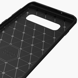 Husa Supreme Carbon compatibila cu Samsung Galaxy S10, Protectie precisa, Design canelat, Margini ranforsate, Anti-amprente, Negru4