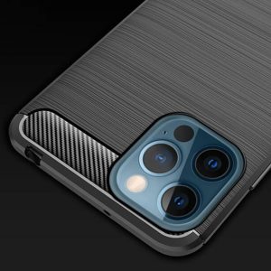 Husa Supreme Carbon compatibila cu Apple iPhone 12 Pro Max, Protectie precisa, Design canelat, Margini ranforsate, Anti-amprente, Negru5