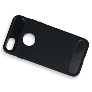 Husa Supreme Carbon compatibila cu Apple iPhone 8, Protectie precisa, Design canelat, Margini ranforsate, Anti-amprente, Negru