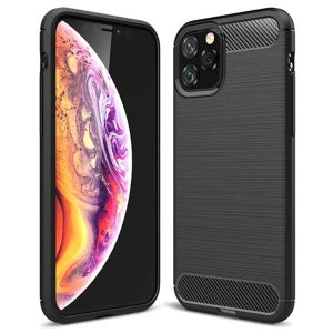 Husa Supreme Carbon compatibila cu Apple iPhone 11 Pro, Protectie precisa, Design canelat, Margini ranforsate, Anti-amprente, Negru