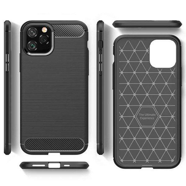 Husa Supreme Carbon compatibila cu Apple iPhone 11 Pro, Protectie precisa, Design canelat, Margini ranforsate, Anti-amprente, Negru