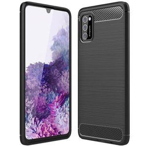 Husa Supreme Carbon compatibila cu Samsung Galaxy A41, Protectie precisa, Design canelat, Margini ranforsate, Anti-amprente, Negru