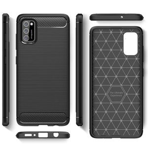 Husa Supreme Carbon compatibila cu Samsung Galaxy A41, Protectie precisa, Design canelat, Margini ranforsate, Anti-amprente, Negru