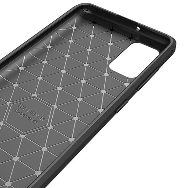 Husa Supreme Carbon compatibila cu Samsung Galaxy A41, Protectie precisa, Design canelat, Margini ranforsate, Anti-amprente, Negru4