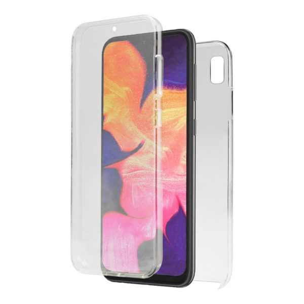 Husa 360 compatibila cu Samsung Galaxy A10/M10, Transparenta fata si spate, Protectie completa, FullBody, Anti-ingalbenire, Silicon TPU