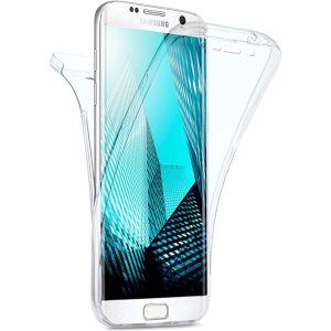 Husa 360 compatibila cu Samsung Galaxy S6 Edge, Transparenta fata si spate, Protectie completa, FullBody, Anti-ingalbenire, Silicon TPU