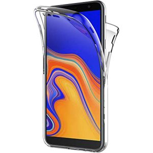 Husa 360 compatibila cu Samsung Galaxy J4 Plus, Transparenta fata si spate, Protectie completa, FullBody, Anti-ingalbenire, Silicon TPU