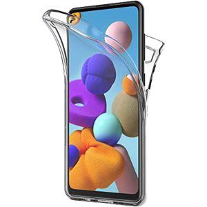 Husa 360 compatibila cu Samsung Galaxy A21s, Transparenta fata si spate, Protectie completa, FullBody, Anti-ingalbenire, Silicon TPU