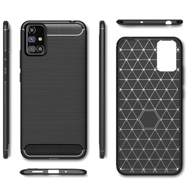 Husa Supreme Carbon compatibila cu Samsung Galaxy M31s, Protectie precisa, Design canelat, Margini ranforsate, Anti-amprente, Negru