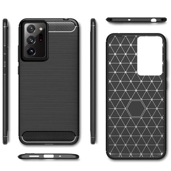 Husa Supreme Carbon compatibila cu Samsung Galaxy Note 20 Ultra, Protectie precisa, Design canelat, Margini ranforsate, Anti-amprente, Negru