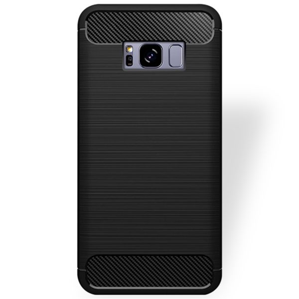 Husa Supreme Carbon compatibila cu Samsung Galaxy S8 Plus, Protectie precisa, Design canelat, Margini ranforsate, Anti-amprente, Negru