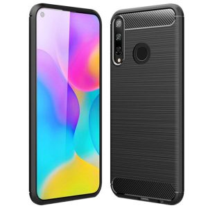 Husa Supreme Carbon compatibila cu Huawei P40 Lite E, Protectie precisa, Design canelat, Margini ranforsate, Anti-amprente, Negru