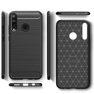 Husa Supreme Carbon compatibila cu Huawei P40 Lite E, Protectie precisa, Design canelat, Margini ranforsate, Anti-amprente, Negru4