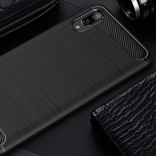 Husa Supreme Carbon compatibila cu Huawei P20, Protectie precisa, Design canelat, Margini ranforsate, Anti-amprente, Negru5