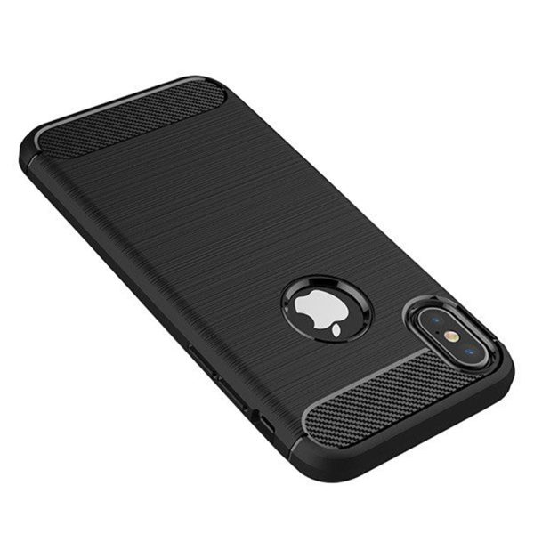 Husa Supreme Carbon compatibila cu Apple iPhone XS Max, Protectie precisa, Design canelat, Margini ranforsate, Anti-amprente, Negru2