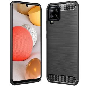 Husa Supreme Carbon compatibila cu Samsung Galaxy A42 5G, Protectie precisa, Design canelat, Margini ranforsate, Anti-amprente, Negru