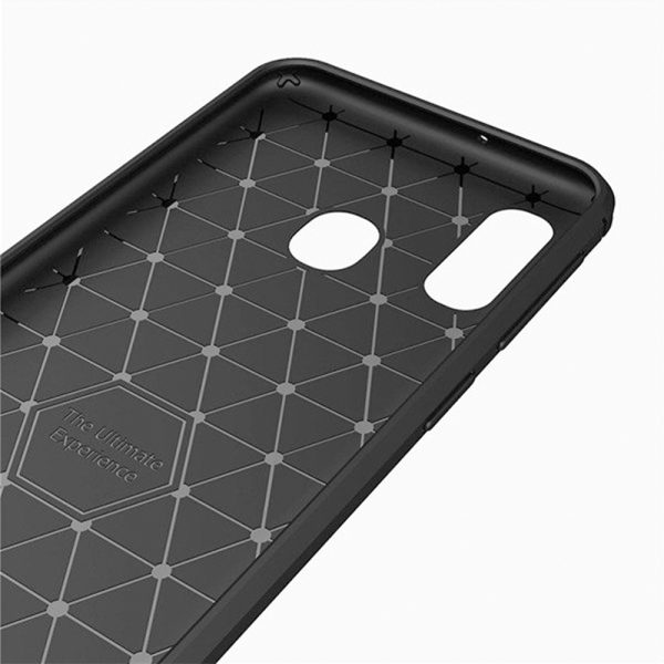 Husa Supreme Carbon compatibila cu Samsung Galaxy A20E, Protectie precisa, Design canelat, Margini ranforsate, Anti-amprente, Negru4