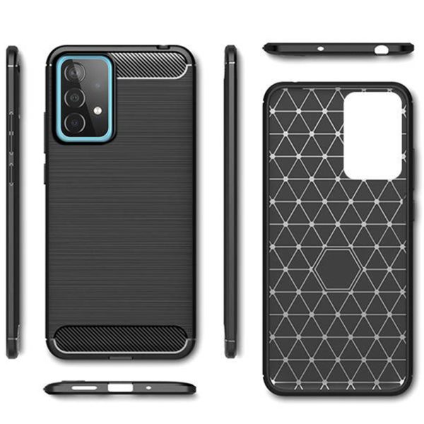 Husa Supreme Carbon compatibila cu Samsung Galaxy A52 5G, Protectie precisa, Design canelat, Margini ranforsate, Anti-amprente, Negru