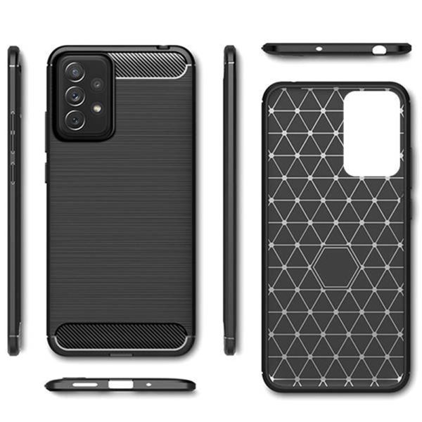 Husa Supreme Carbon compatibila cu Samsung Galaxy A72, Protectie precisa, Design canelat, Margini ranforsate, Anti-amprente, Negru